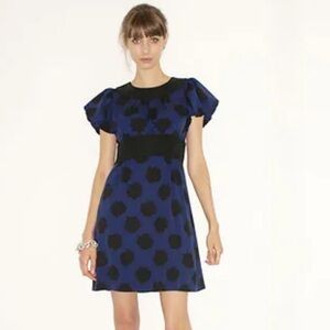 Diane Von Furstenberg Blue and Black Rosebud Mini Dress - Size 2
